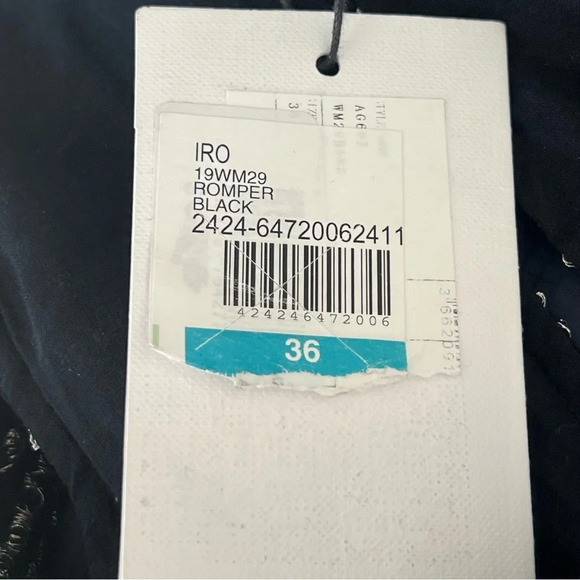 IRO Bing Black silver striped v-neck Cutout sleeveless short romper NWT 36 - Picture 12 of 16